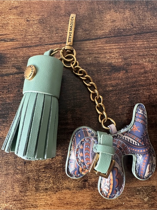 Steve Madden Accessories - Steve Madden Mint Green Tassel & Patterned Dog Bag Charm Keychain NWOT